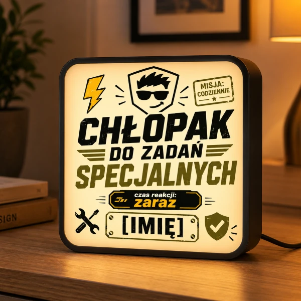 LUMIBOX dekoracyjny, pomysł na prezent, lampka dekoracyjna led z własnym wzorem zdjęciem napisem